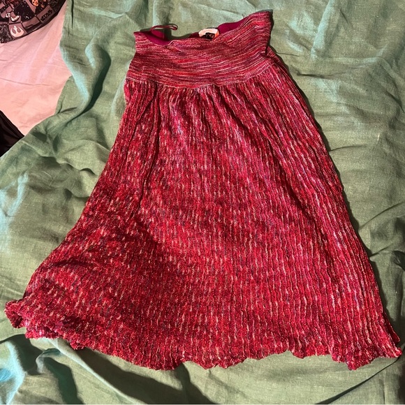 Vintage 2 piece Missoni cardigan skirt SET knit textured pink red A line skirt S - Picture 3 of 11